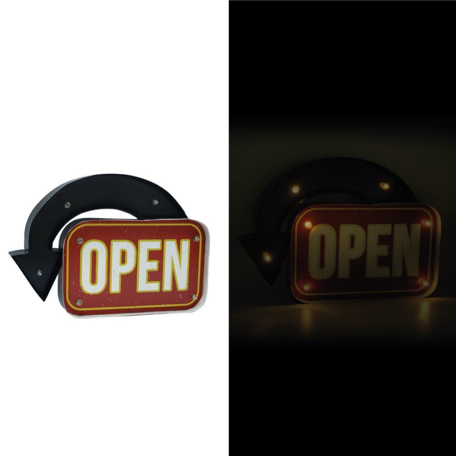 Insegna Metallo Open con LED 43,5x30,5x5 cm