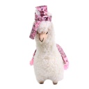 Lama bianco con fiocco fiorellini rosa 22x11x33 cm