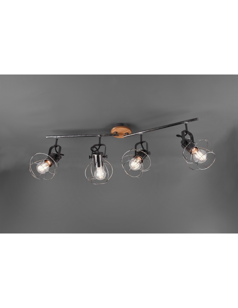 Lampada 4 Faretti Spot Orientabili in Stile Vintage Retrò