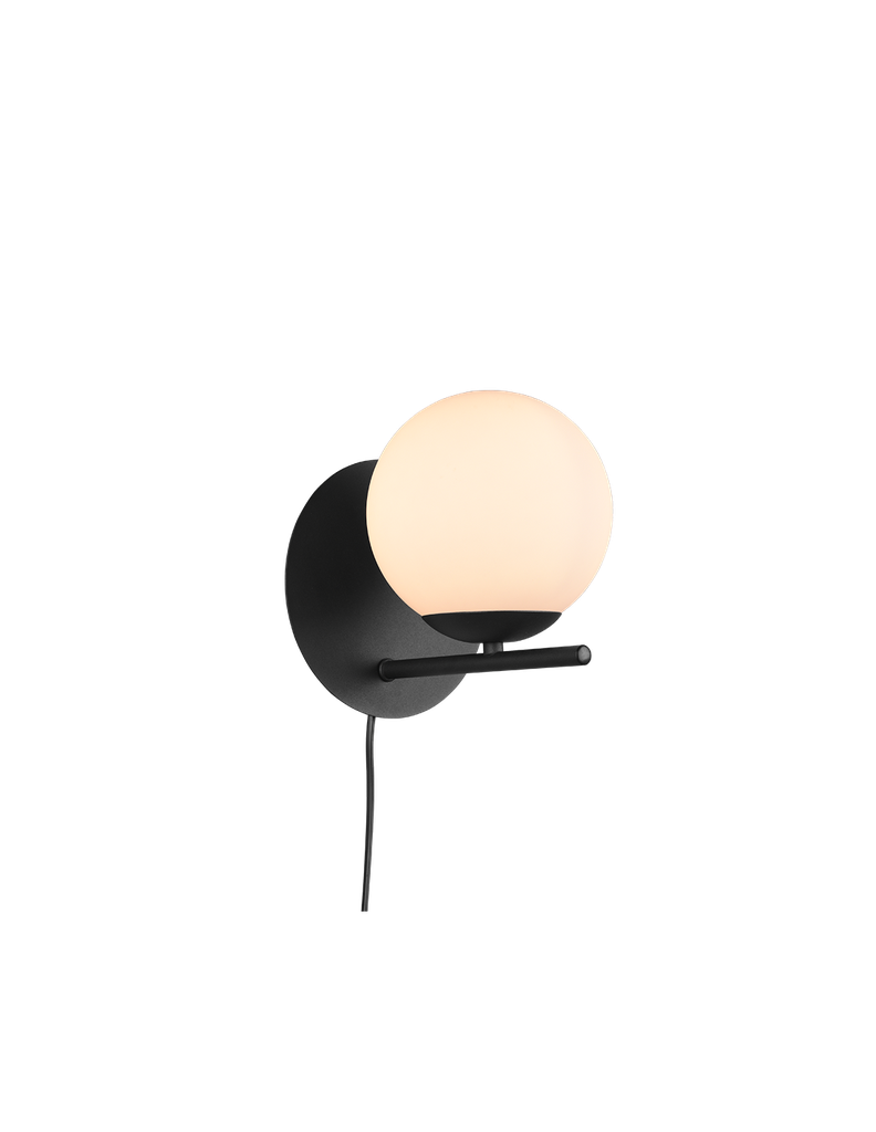 Applique da Parete Sfera in Vetro Bianco, Nero Opaco, Trio Lighting