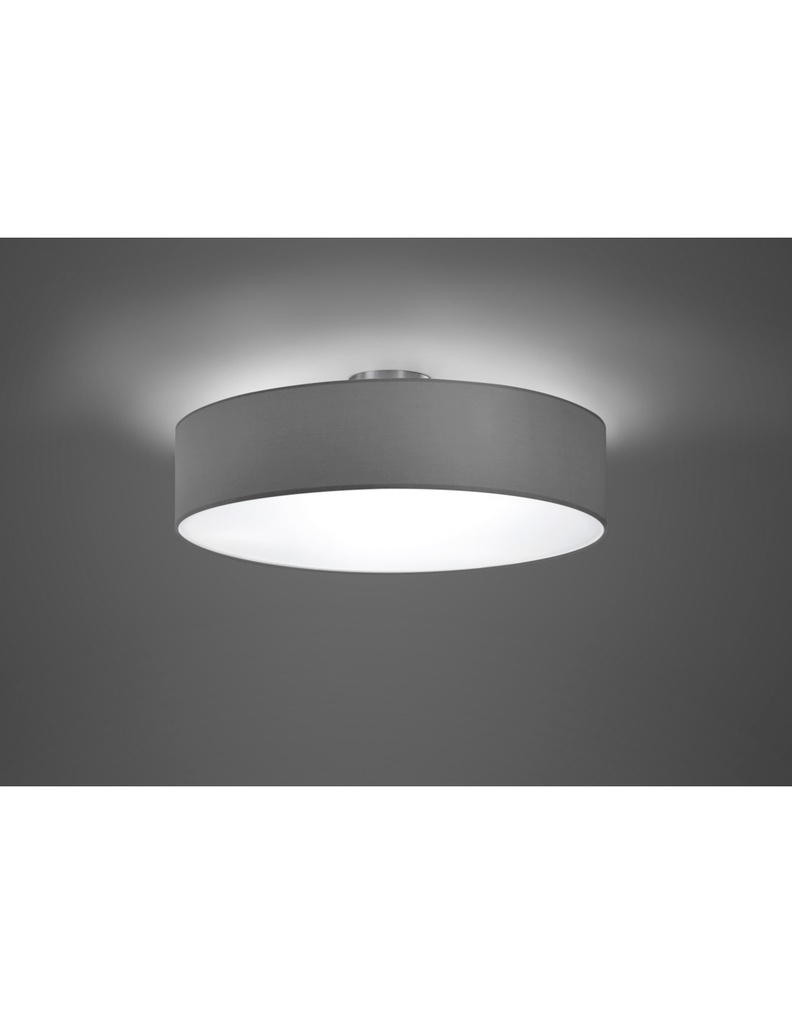 Lampada da Soffitto 3 Luci Paralume Stoffa Grigia