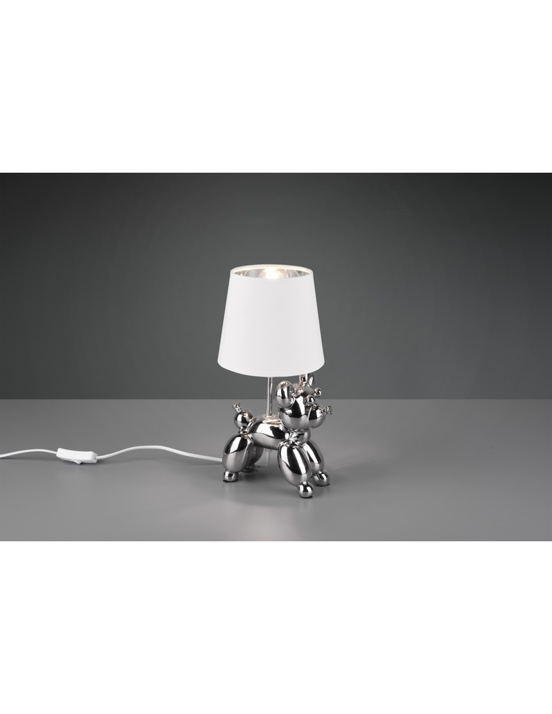 Lampada da Tavolo Argento con Paralume Bianco L17 cm