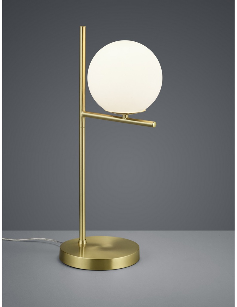Lampada da Tavolo Sfera Vetro Bianco Ottone 1xE14