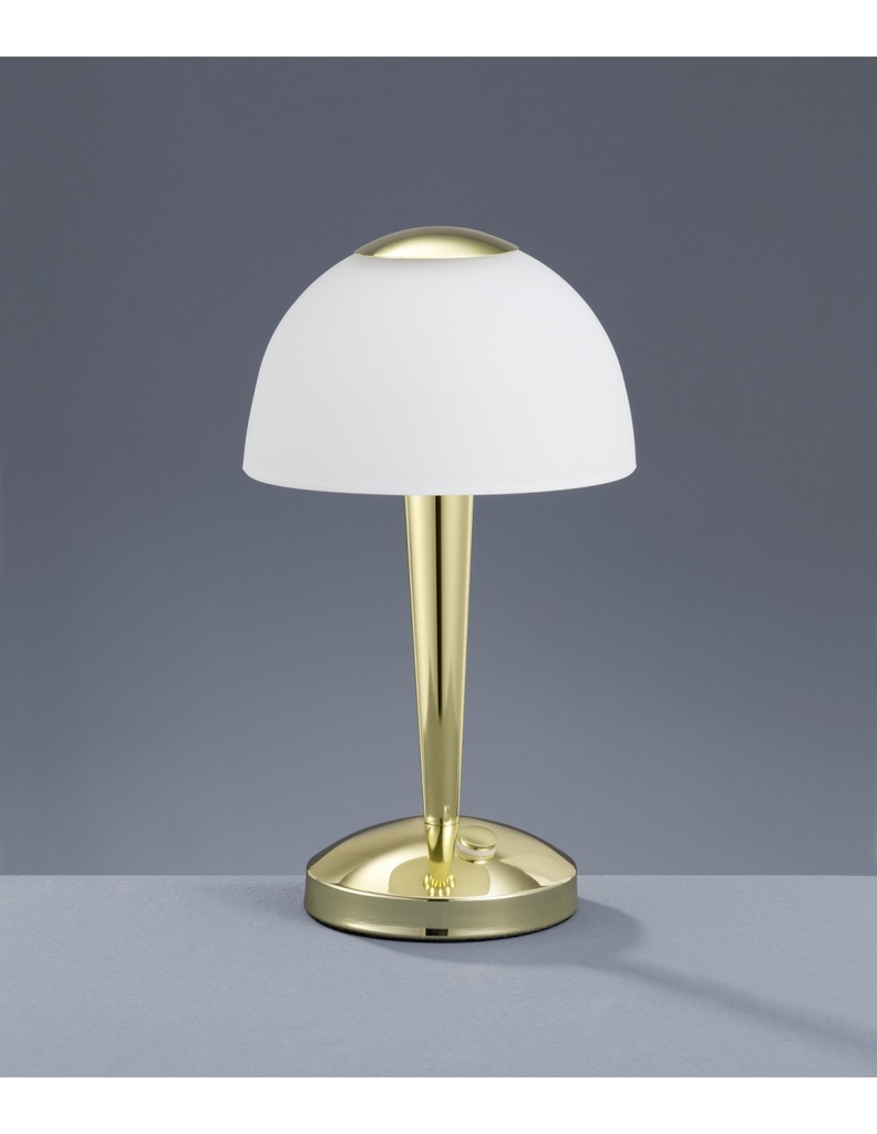 Lampada da Tavolo Ventura LED Touch Ottone e Vetro Bianco Ø15 cm