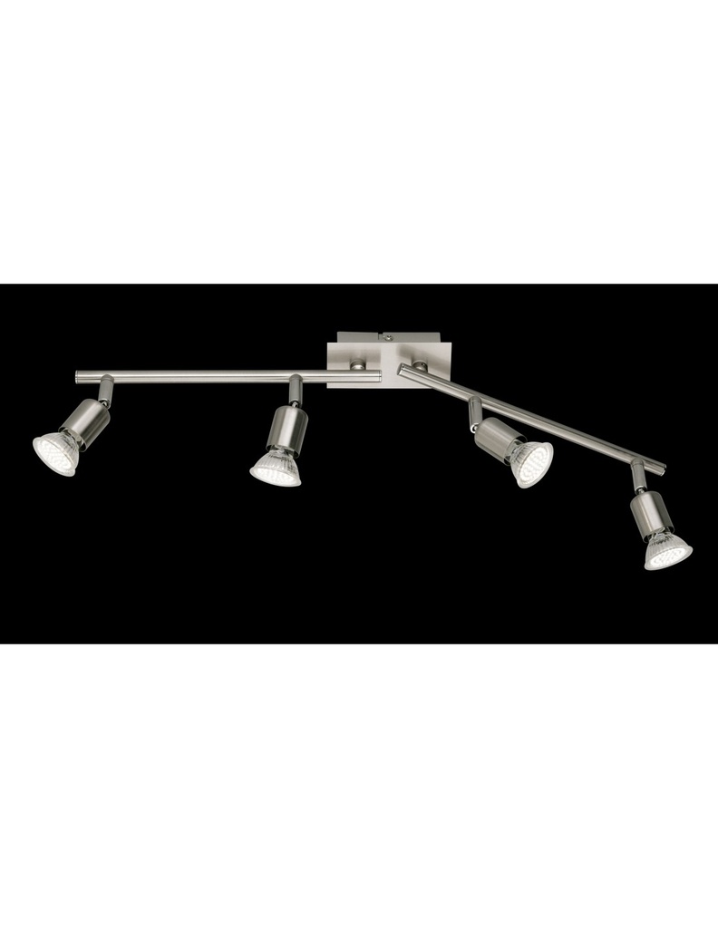Lampada Soffitto 4 Faretti Spot Nichel Opaco