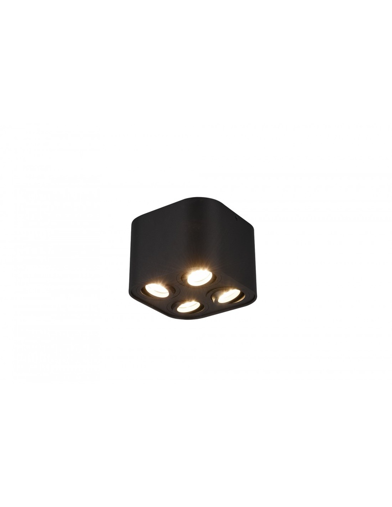 Lampada Soffitto 4 Spot Orientabili Nero Opaco