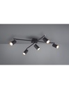 Lampada Soffitto 5 Faretti Spot Orientabili Nero