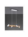 Lampada Sospensione Lineare Legno 4 Spot Cilindrici Orientabili Bianco