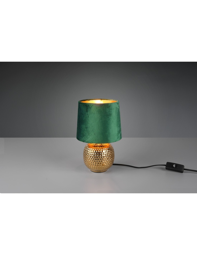 Lampada Tavolo Sophia Ceramica Oro Paralume Velluto Verde Ø16 cm Trio Lighting