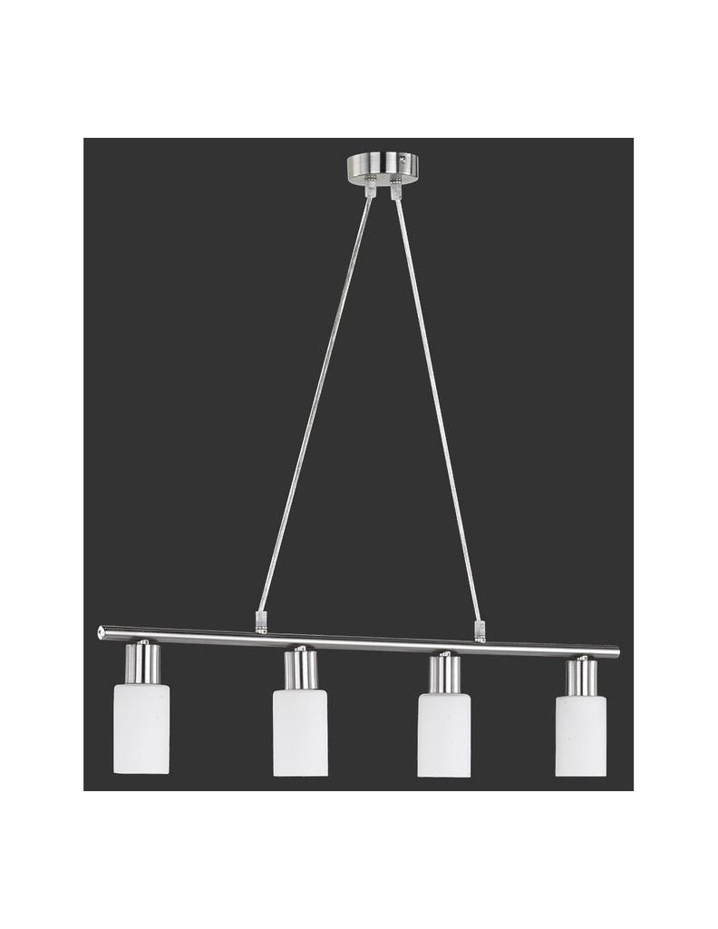Lampada a Sospensione Moderna Nichel 4 Spot Vetro Bianco Mars Trio Lighting