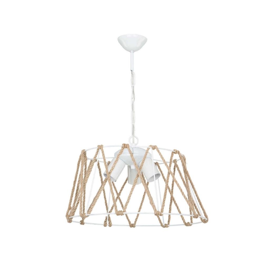 Lampada a sospensione  Evren ASZ1030 3 luci metallo bianco e corda