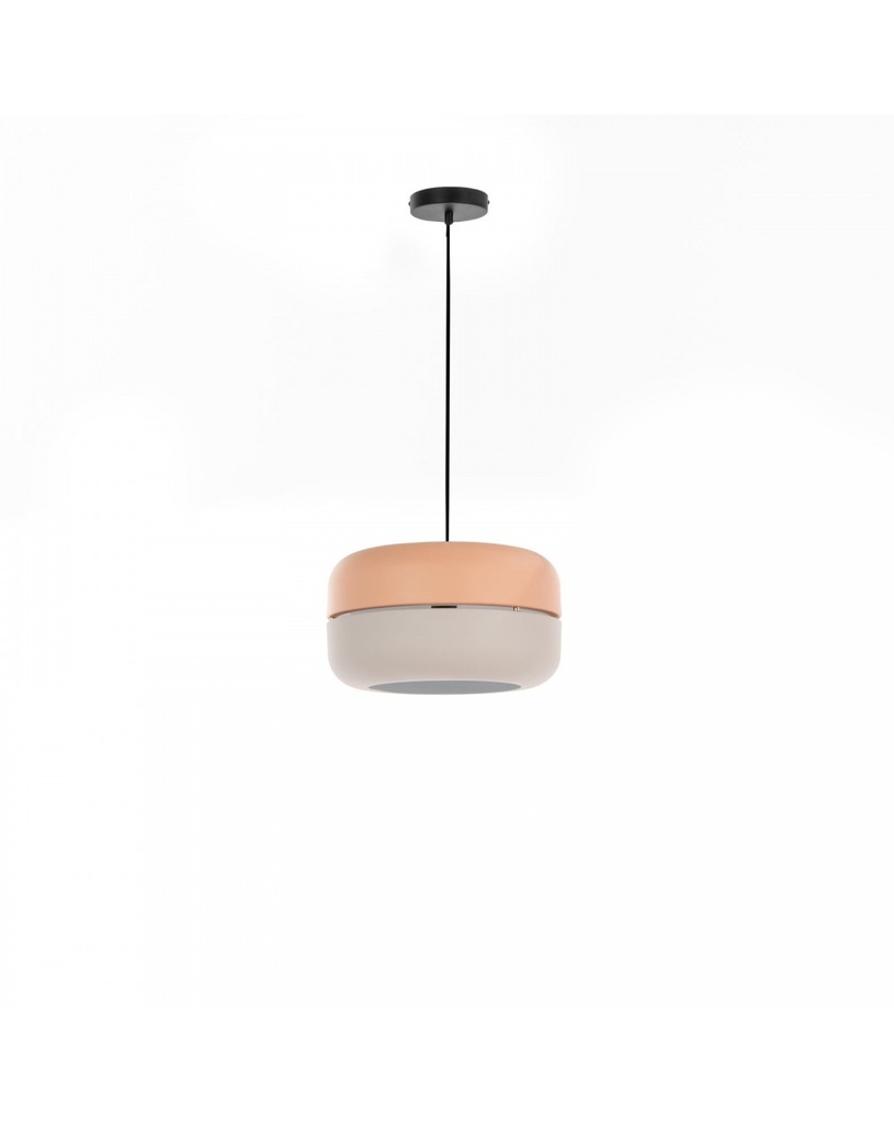 Lampada a sospensione in metallo rosa e grigio, 35x35x150cm