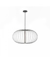 Lampada a sospensione LED in acciaio e tubo acrilico, nero lucido, 70x70x150cm