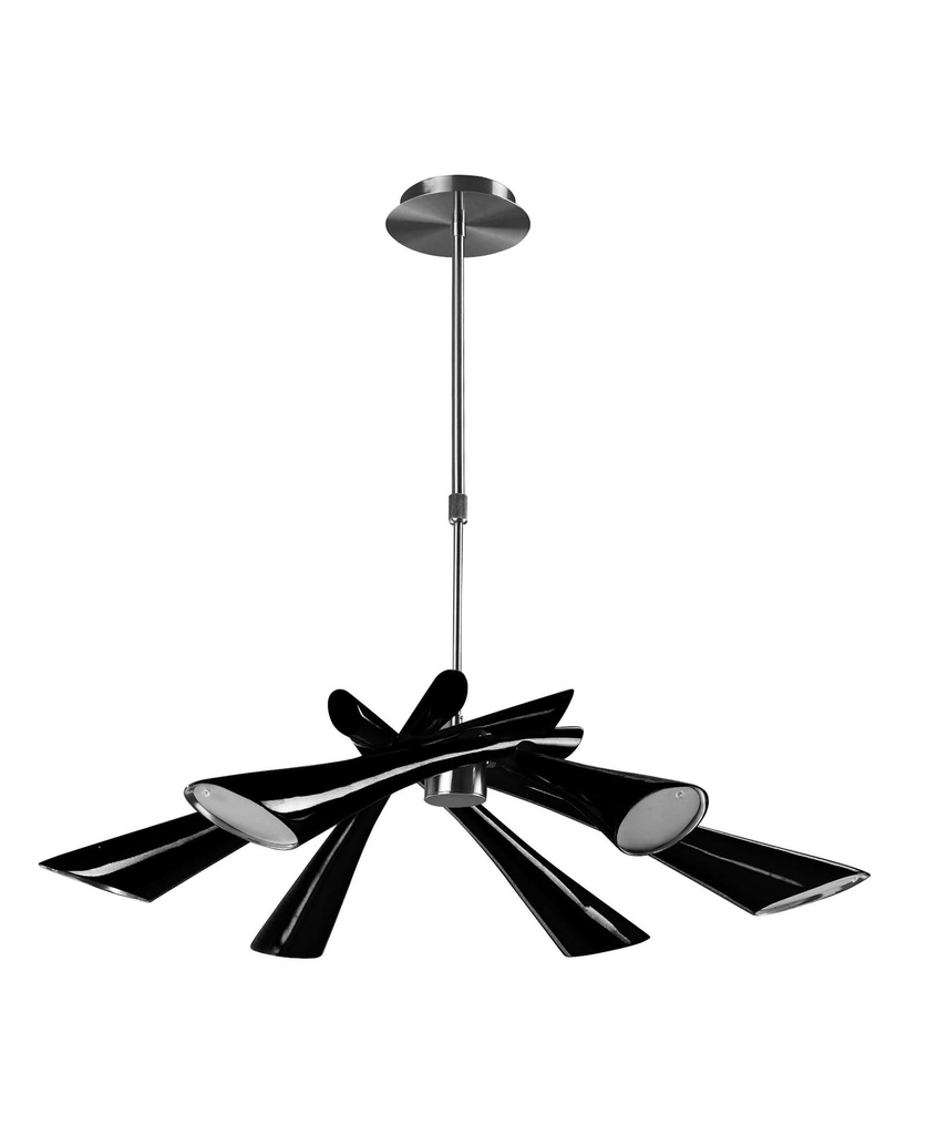 Lampada a sospensione elegante in metallo con paralume nero, 84x84x52/78h cm