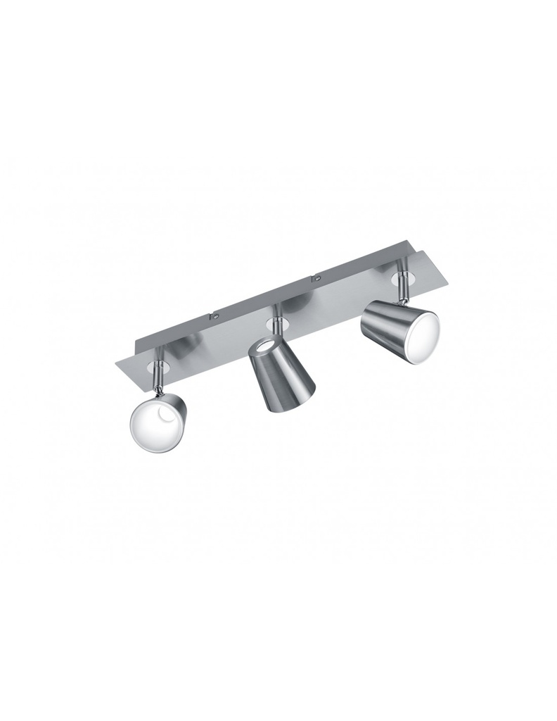 Lampada da Soffitto 3 Spot Led Orientabili Nichel