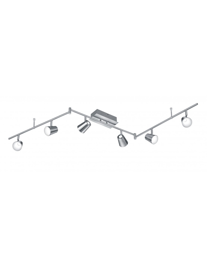 Lampada da Soffitto 6 Spot Orientabili in Nichel Opaco