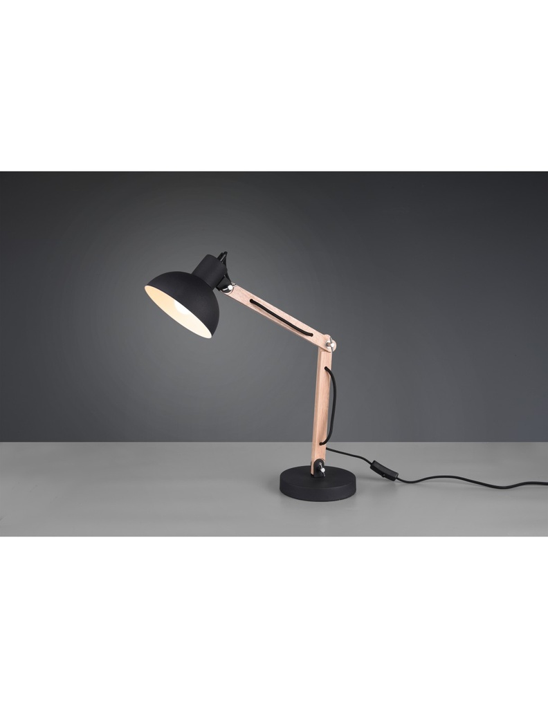 Lampada da Tavolo Kimi Legno e Paralume Nero