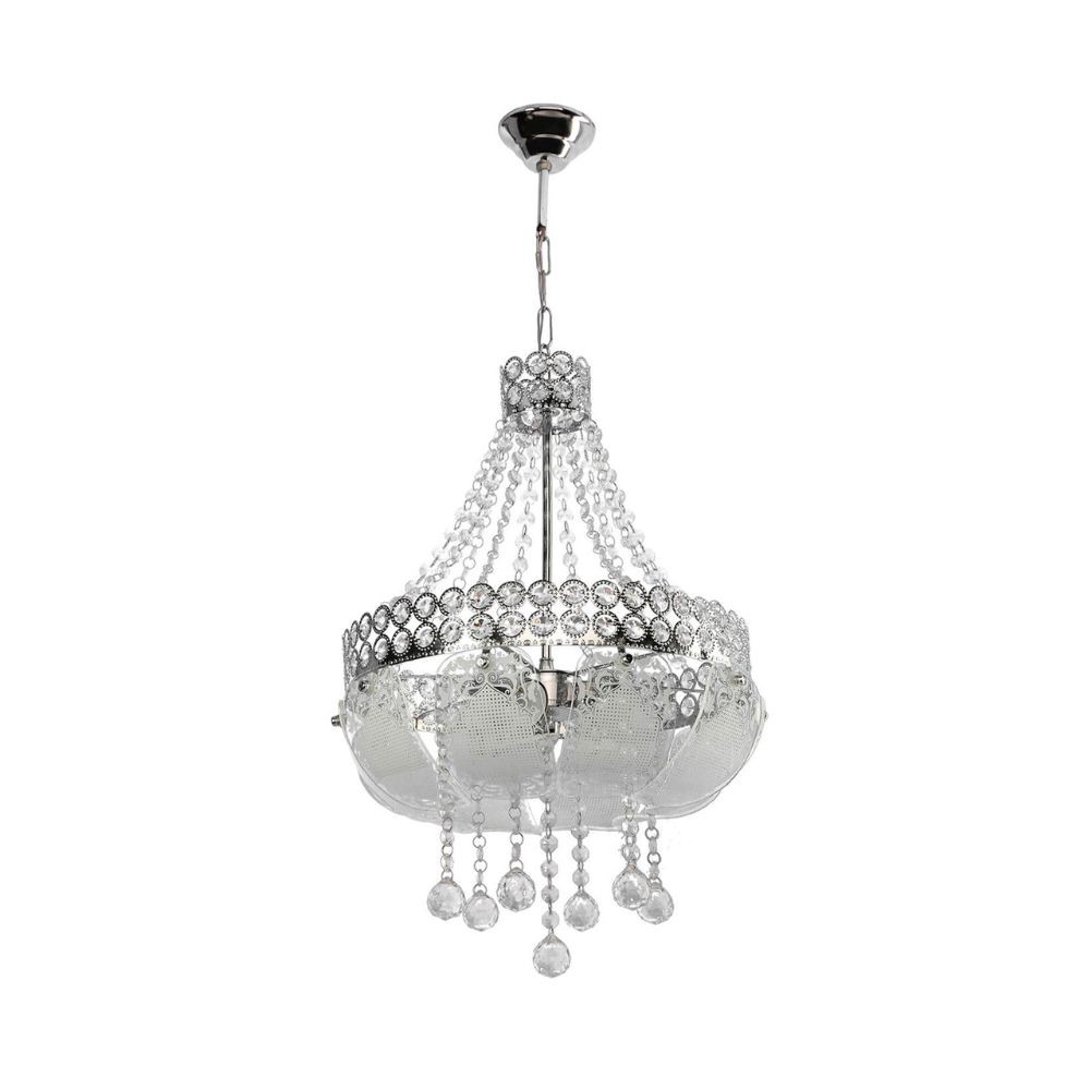 Lampada da soffitto Sare MDL3550 argento vetro decorato e pietre effetto cristallo