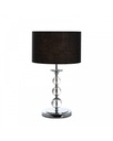 Lampada da tavolo in tessuto e metallo nero, con struttura in cristallo e acciaio, base grigia cromata - 36cm x 36cm x 63cm