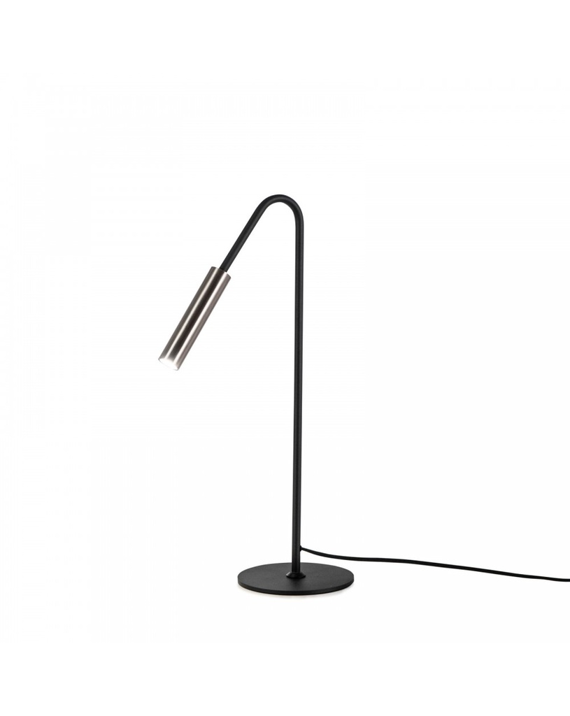 Lampada da tavolo LED in metallo, nero opaco, 17x17x56cm