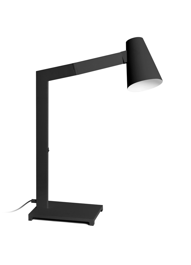 Lampada da tavolo elegante con paralume in metallo nero, dimensioni 42x15x60.5 cm