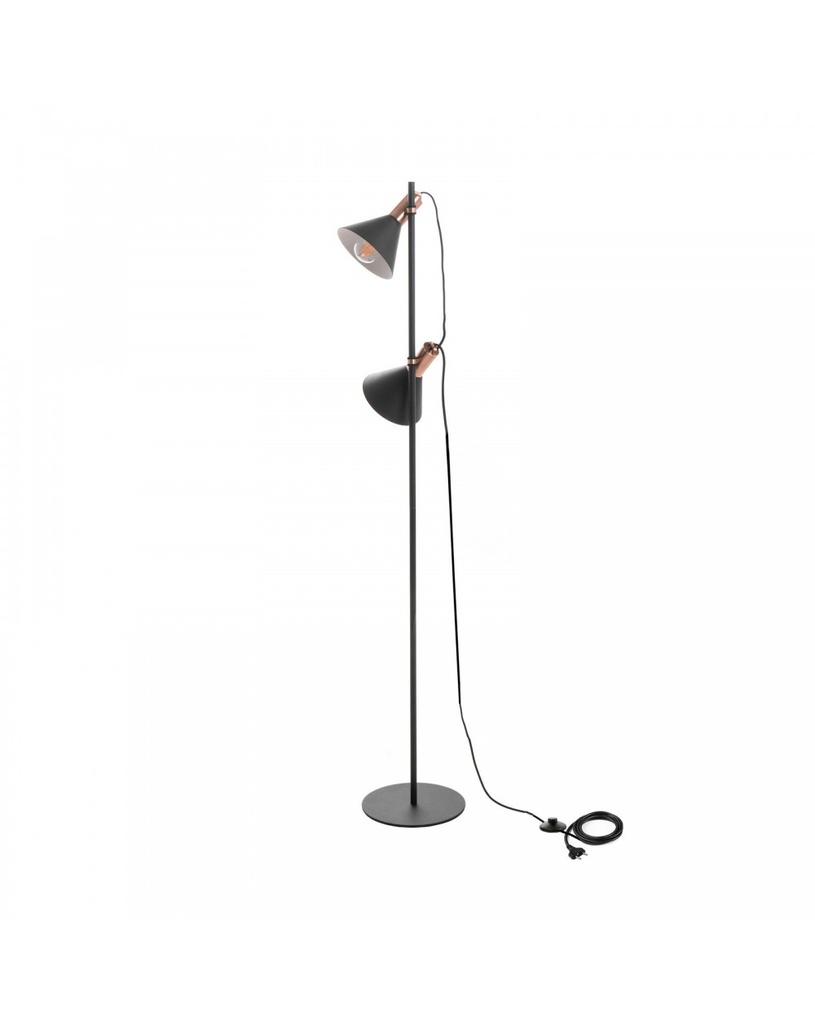 Lampada da terra elegante in metallo, color nero opaco, 25cm x 25cm x 147cm