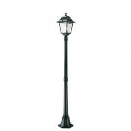 Lampada da terra in alluminio pressofuso, diffusori in vetro trasparente, altezza max 210mm, alimentazione 230V, potenza massima 100W nero