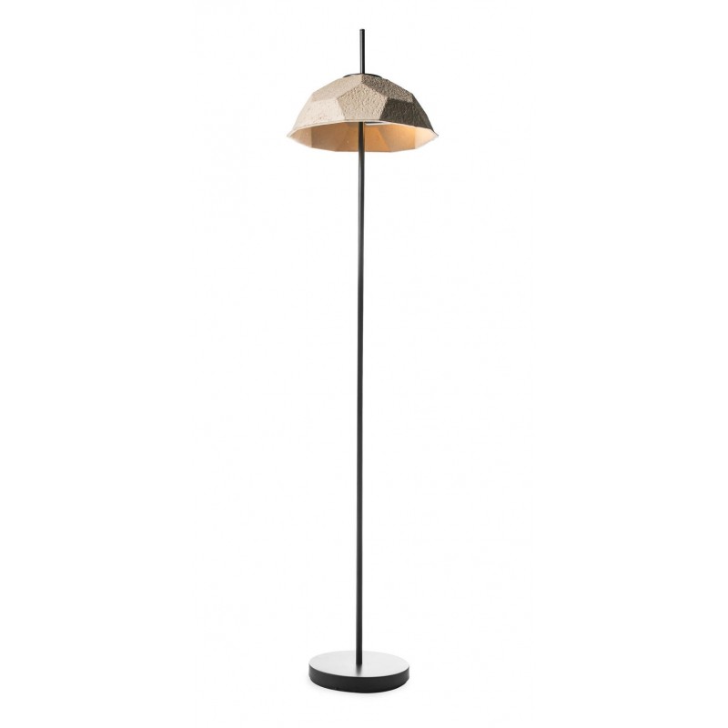 Lampada da terra con paralume grigio tortora e base nera, 34 x 160 cm