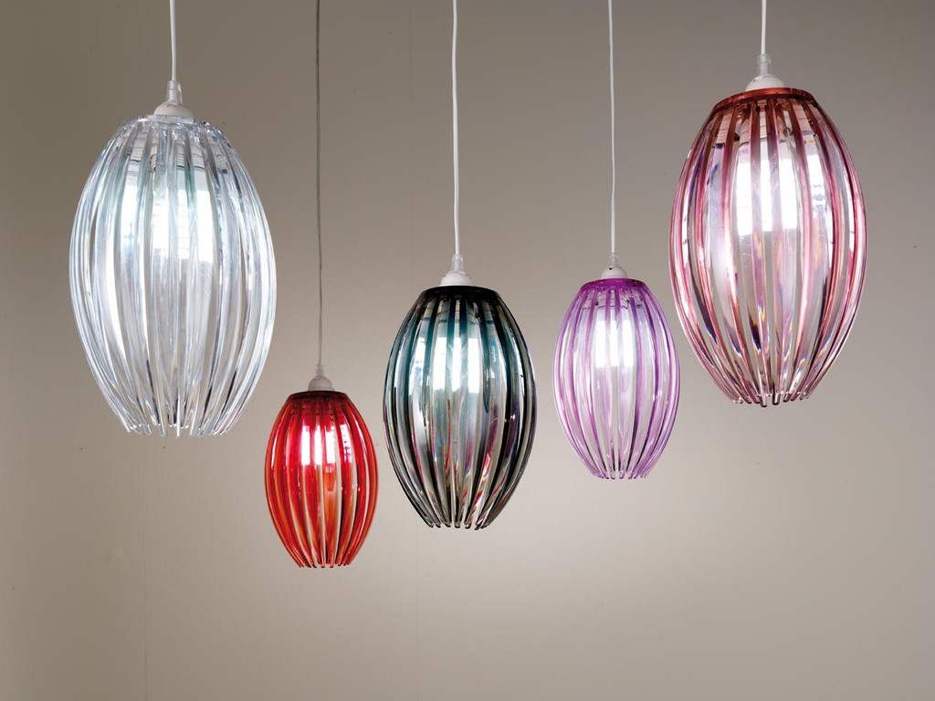 Lampada elegante in metallo violotto, dimensioni 18x18x28 cm