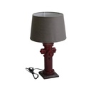 Lampada grigia in legno e resina a forma di cappello con idrante cmø30h55