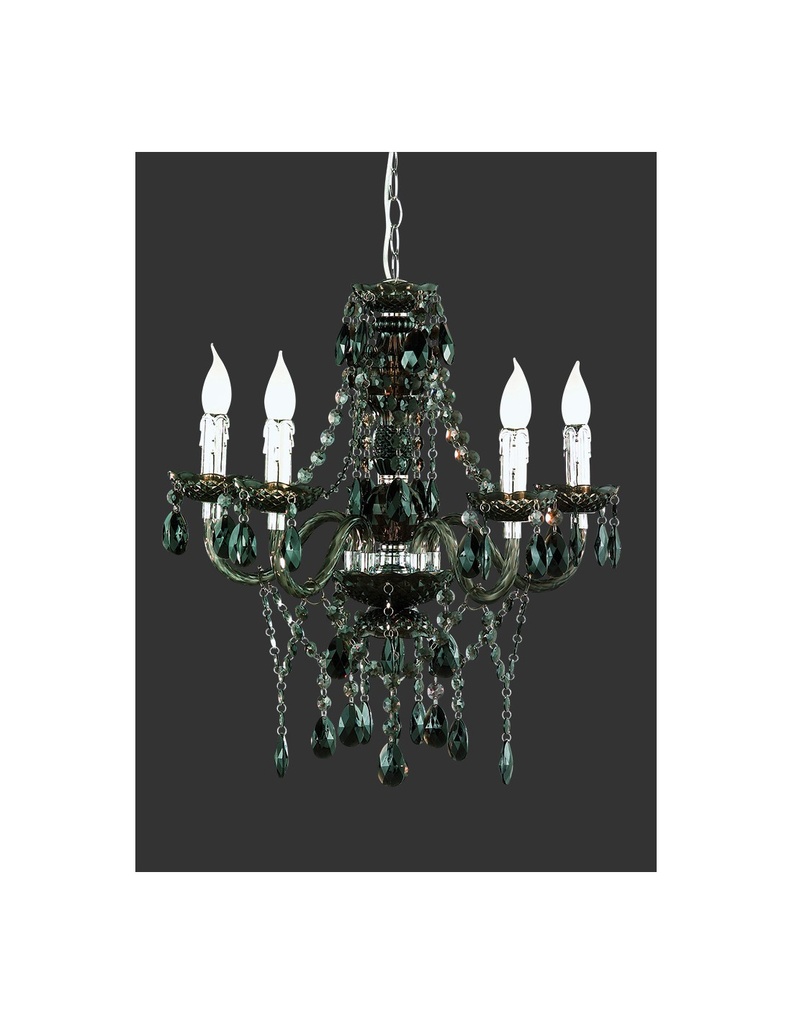Lampadario Classico Cromo e Nero con Pendenti Decorativi