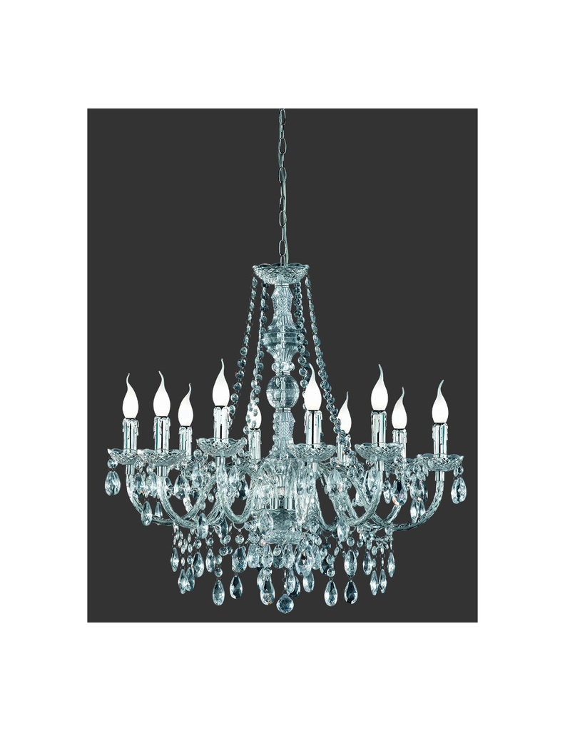 Lampadario Classico 10 Luci Cromo Pendenti Decorativi