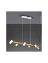 Lampadario Sospensione Legno 6 Spot Bianco Cilindrici Orientabili