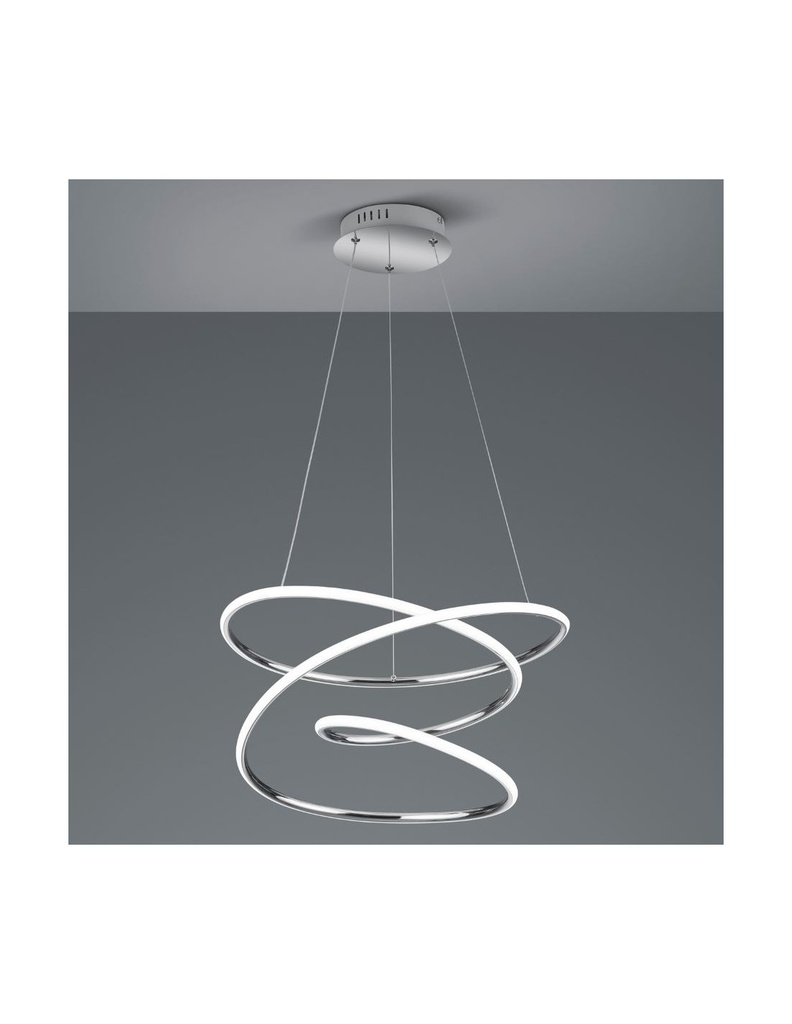 Lampadario a Sospensione LED Dimmer 4000k Design Moderno Vortice Cromo