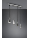 Lampadario Lineare 4 Luci Nichel Opaco Farin