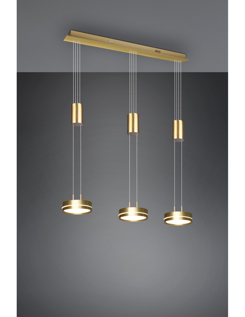 Lampadario Moderno Led 3 Dischi Ottone