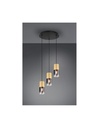Lampadario Sospensione 3 Luci Cilindro Ottone Vetro Fumé
