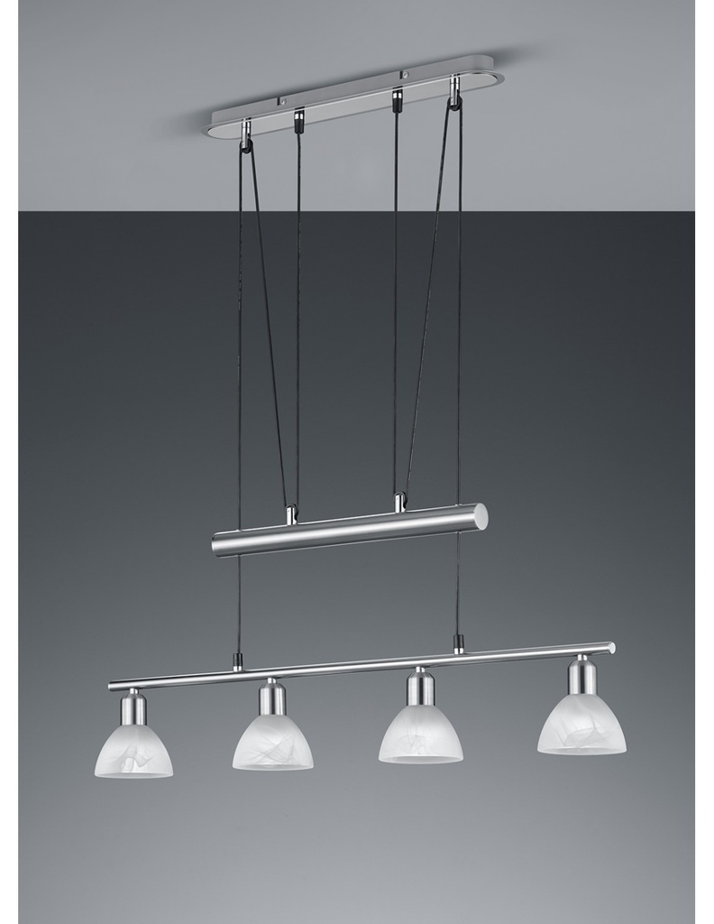 Lampadario Sali e Scendi 4 Luci Bilanciere Nichel