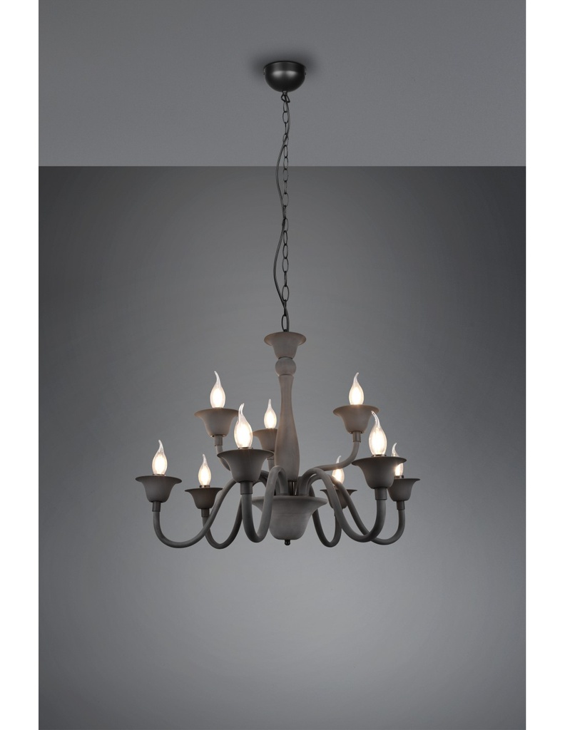 Lampadario Salone 9 Luci Nero Con Catena