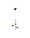 Lampadario Sospensione Nero 3 Sfere Vetro Bianco