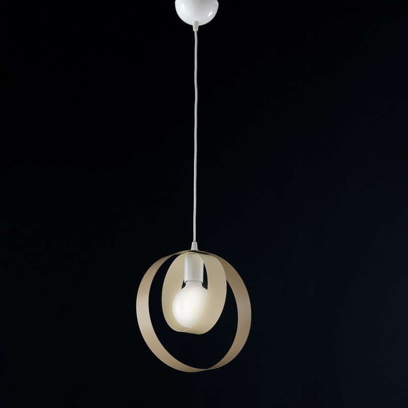 Lampadario a sospensione in ferro Avorio Tortora una luce 25x h27 cm