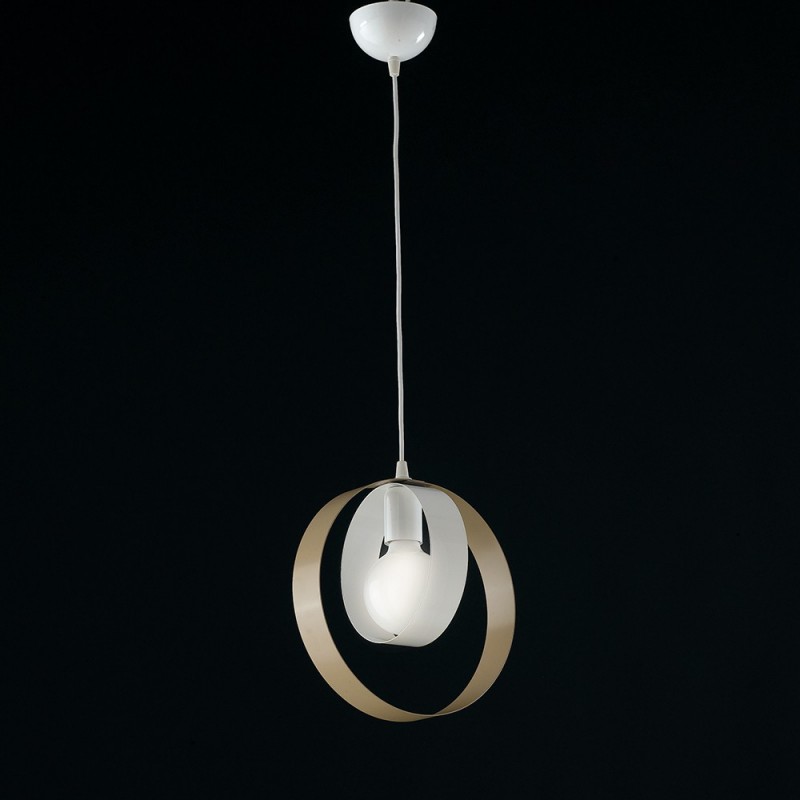 Lampadario a sospensione in ferro Bianco Tortora una luce 25x h27 cm