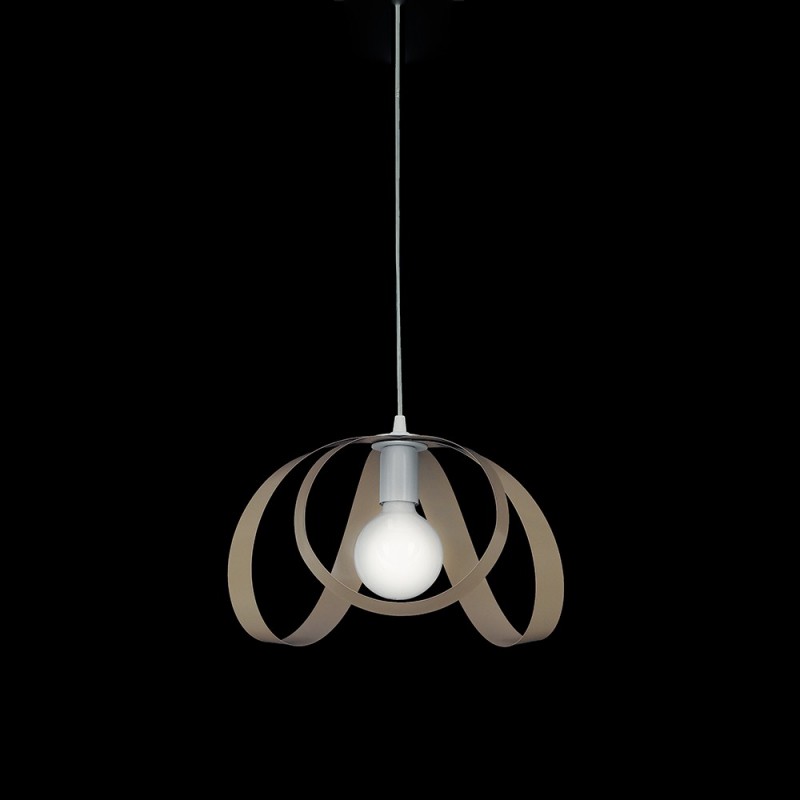 Lampadario a sospensione in ferro Bianco Tortora una luce 32x h24 cm