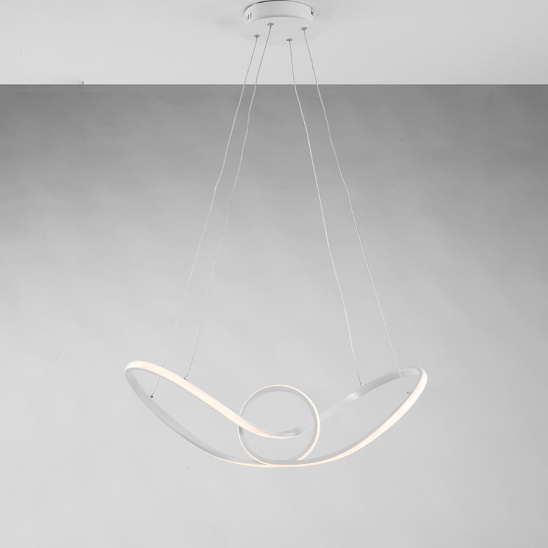 Lampadario a sospensione in metallo e alluminio Bianco con LED integrato 68x24x h 150 cm