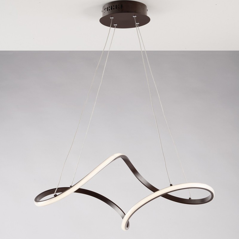 Lampadario a sospensione in metallo e alluminio Caffè con LED integrato 62x28x h 150 cm