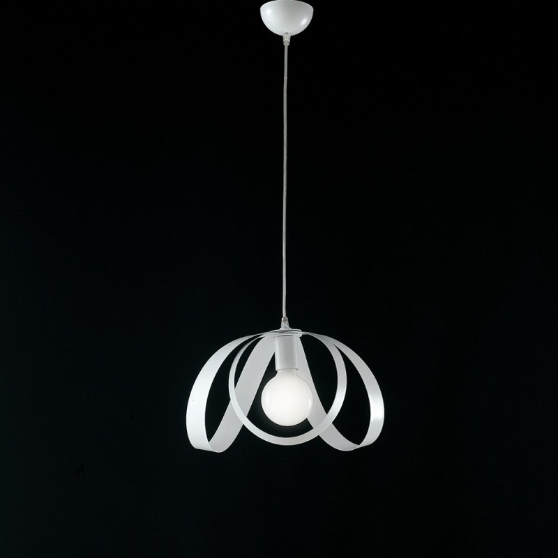 Lampadario cameretta a sospensione in ferro Bianco una luce 32x h24 cm