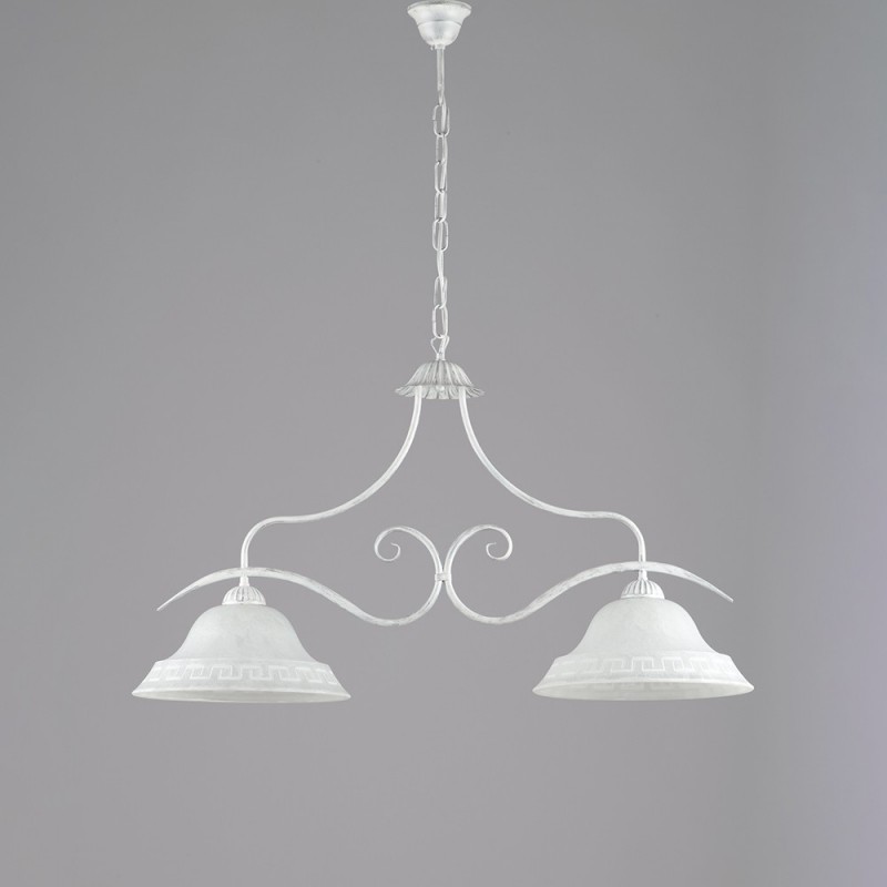 Lampadario classico ferro Bianco Argento due luci 85x h51 cm