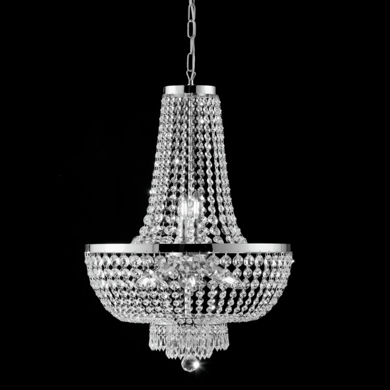Lampadario imperiale in ferro e ottone Cromato con stass otto luci 50x h74 cm
