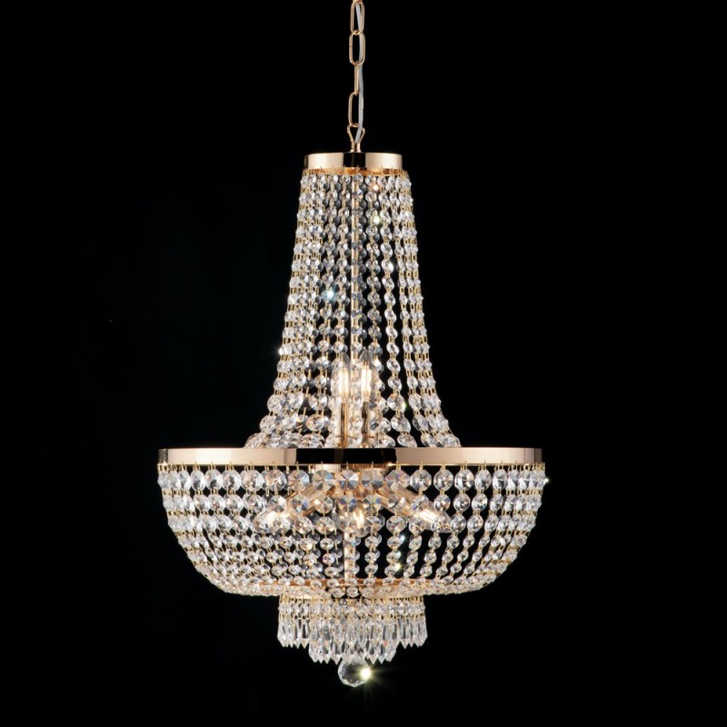 Lampadario imperiale in ferro e ottone Oro con stass otto luci 50x h74 cm