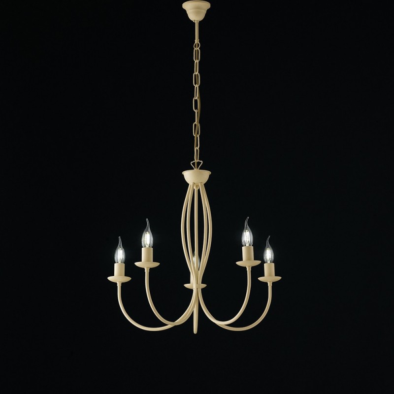 Lampadario in ferro Avorio decape cinque luci 55x h53 cm